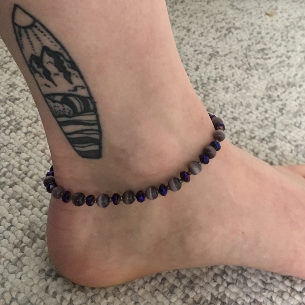 Purple Beaded Anklet